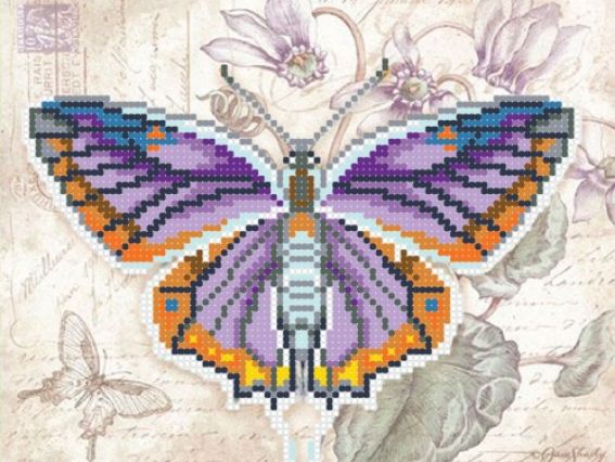 Схема (рисунок) на ткани Б4 29 Сиреневая бабочка, Повитруля Схема (рисунок) на ткани Б4 29 Сиреневая бабочка, Повитруля