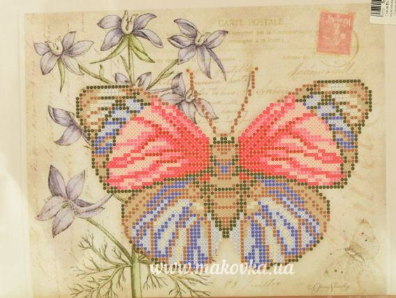 Схема (рисунок) на ткани Б4 30 Красно-синяя бабочка, Повитруля Схема (рисунок) на ткани Б4 30 Красно-синяя бабочка, Повитруля