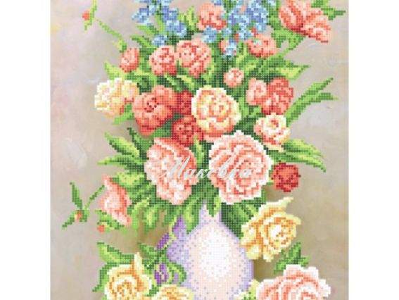 Схема на ткани Б6 37 Букет в розовых тонах, Повитруля, атлас Схема на ткани Б6 37 Букет в розовых тонах, Повитруля, атлас