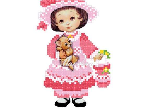 Схема (малюнок) на тканині Маленька леді Т1 49 Повітруля , під бісер Схема (малюнок) на тканині Маленька леді Т1 49 Повітруля , під бісер