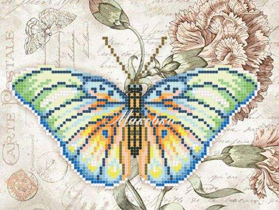 Схема (малюнок) на тканині Метелик-Екзотика Т4 36 Повітруля , під бісер Схема (малюнок) на тканині Метелик-Екзотика Т4 36 Повітруля , під бісер