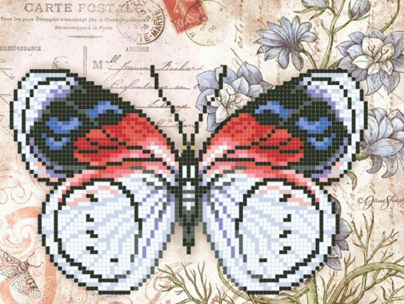 Схема (малюнок) на тканині Метелик- Француз Т4 37 Повітруля , під бісер Схема (малюнок) на тканині Метелик- Француз Т4 37 Повітруля , під бісер