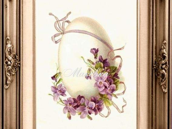 Пасхальные фиалки ВЛ-Н-1089, вышивка шелковыми лентами, Шелковый сад