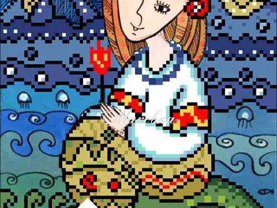 Рисунок на ткани Рыбы, УГ-12, Солес, для вышивки бісером Рисунок на ткани Рыбы, УГ-12, Солес, для вышивки бісером