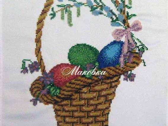 Рушнык Пасхальная корзинка (Великодній кошик), 32,8х60,3 см РВ-02 Солес, под вышивку бісером Рушнык Пасхальная корзинка (Великодній кошик), 32,8х60,3 см РВ-02 Солес, под вышивку бісером