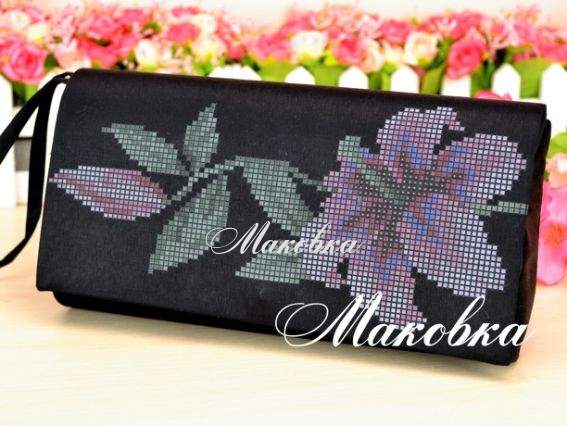 Клатч черный Лилии, КЛдЧ-002, под вышивку, ТМ Барвиста Вишиванка Клатч черный Лилии, КЛдЧ-002, под вышивку, ТМ Барвиста Вишиванка