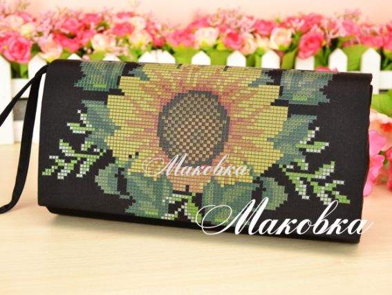 Клатч черный Подсолнух, КЛдЧ-012, под вышивку, ТМ Барвиста Вишиванка Клатч черный Подсолнух, КЛдЧ-012, под вышивку, ТМ Барвиста Вишиванка