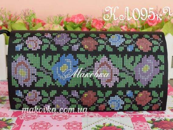 Клатч Орнамент три ряда роз КЛ095кЧ черный атлас-котон , под вышивку, Барвиста Вишиванка Клатч Орнамент три ряда роз КЛ095кЧ черный атлас-котон , под вышивку, Барвиста Вишиванка