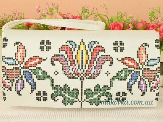 Клатч Цветик-семицветик КЛ112кБ белый атлас-котон , под вышивку, Барвиста Вишиванка Клатч Цветик-семицветик КЛ112кБ белый атлас-котон , под вышивку, Барвиста Вишиванка