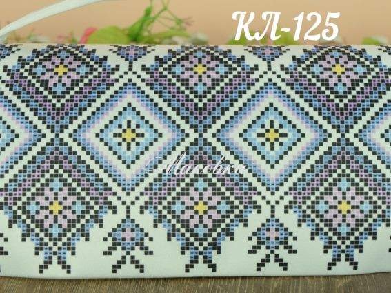 Клатч Орнамент сиренево-голубой КЛ125кБ белый атлас-котон , под вышивку, Барвиста Вишиванка Клатч Орнамент сиренево-голубой КЛ125кБ белый атлас-котон , под вышивку, Барвиста Вишиванка