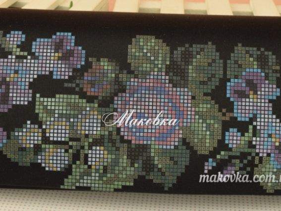 Клатч Розы и фиалки КЛ130кЧ черный атлас-котон , под вышивку, Барвиста Вишиванка Клатч Розы и фиалки КЛ130кЧ черный атлас-котон , под вышивку, Барвиста Вишиванка