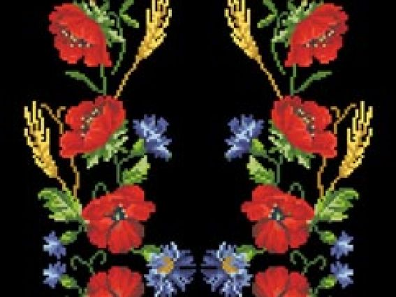 Заготовка для вишиванки Блузка чорна БЖд-013 Маки, волошки та колоски, ТМ Барвиста Вишиванка