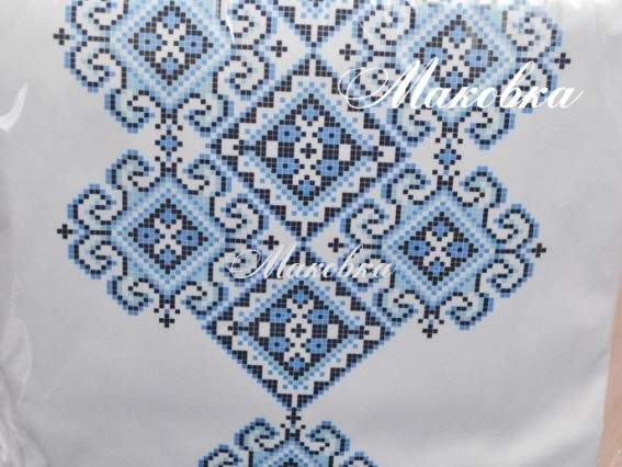 Заготовка для блузки БЖ-034 (атлас-котон) сине-черный орнамент, Барвиста Вишиванка Заготовка для блузки БЖ-034 (атлас-котон) сине-черный орнамент, Барвиста Вишиванка