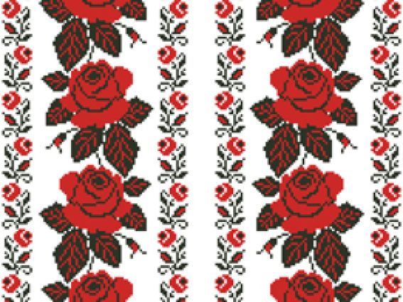 Заготовка для вишивання блузки БЖ-043 (атлас-котон) серія Весільні пари Червоно-чорні троянди, БВ