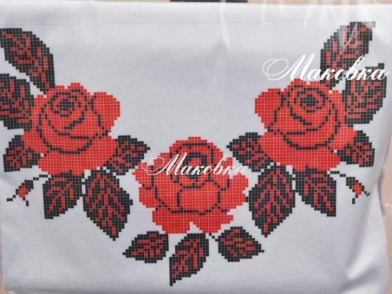 Заготовка для блузки БЖ-043 (атлас-котон) серія Весільні пари Червоно-чорні троянди, БВ Заготовка для блузки БЖ-043 (атлас-котон) серія Весільні пари Червоно-чорні троянди, БВ