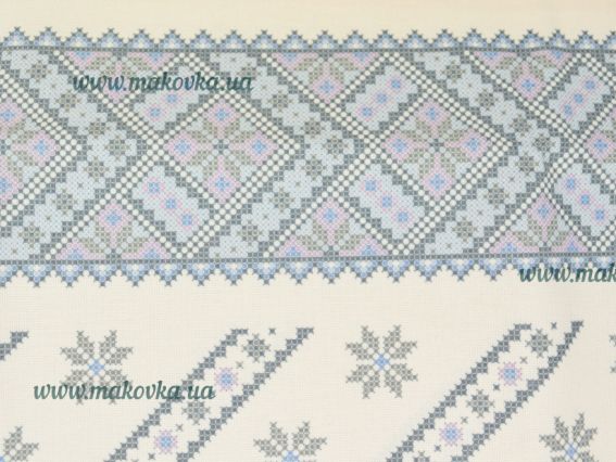 Заготівля для вишиванки Біла з синьо-блакитним орнаментом зірки, БЖ101дБнннннн (домоткана ), Барвиста Вишиванка