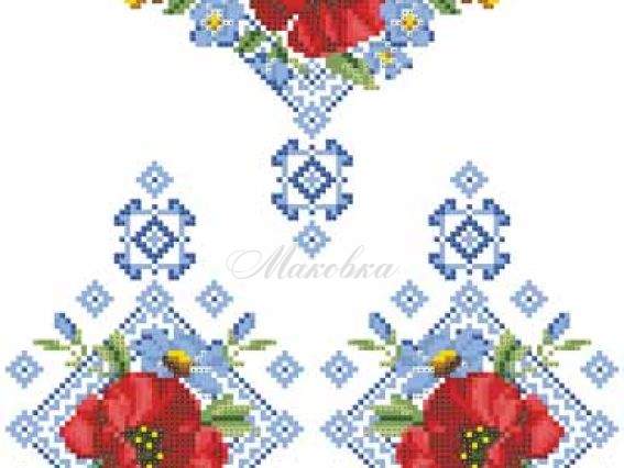 Заготовка для Детской блузки Маки Орнамент, БДд-003, Барвиста Вишиванка Заготовка для Детской блузки Маки Орнамент, БДд-003, Барвиста Вишиванка