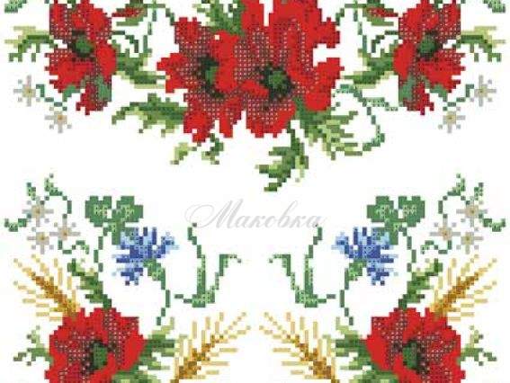 Заготовка для Детской блузки Маки и волошки, БДд-005, Барвиста Вишиванка Заготовка для Детской блузки Маки и волошки, БДд-005, Барвиста Вишиванка