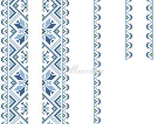 Заготовка сорочки для мальчика 3-5 лет, СД-007 (атлас-котон) голубой орнамент, БВ