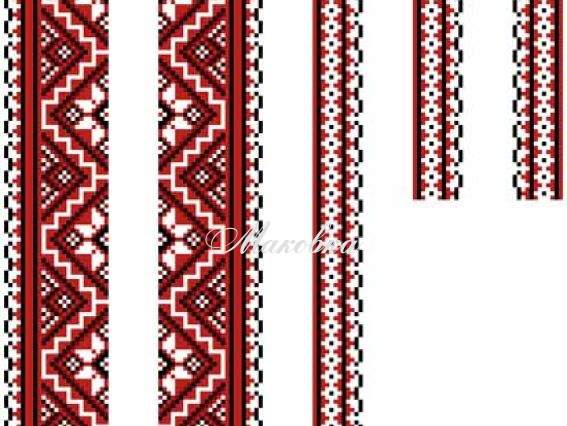 Заготовка сорочки для мальчика 3-5 лет, СД-008 (атлас-котон) красный орнамент, БВ Заготовка сорочки для мальчика 3-5 лет, СД-008 (атлас-котон) красный орнамент, БВ