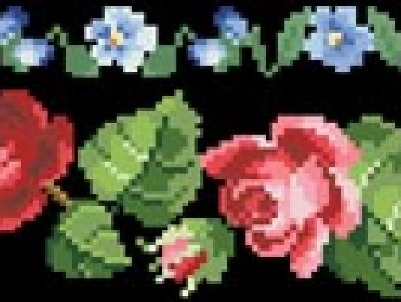 Заготовка для вишивки спідниці Трояндочки СЖдЧ-004 атлас-бавовна чорна Барвиста Вишиванка