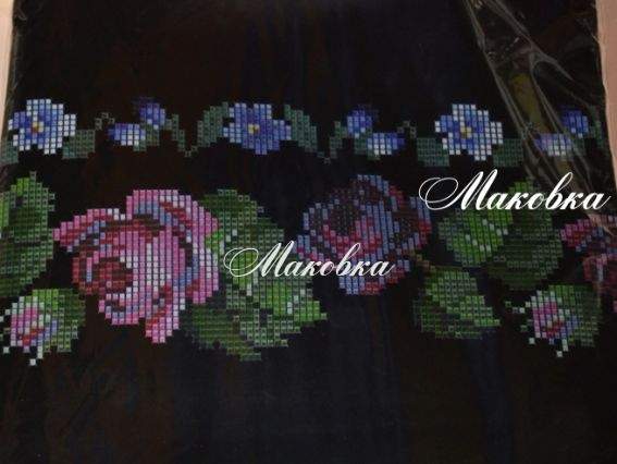 Заготовка для вишивки спідниці СЖдЧ-004 (атлас-бавовна) чорна, Трояндочки, Барвиста Вишиванка Заготовка для вишивки спідниці СЖдЧ-004 (атлас-бавовна) чорна, Трояндочки, Барвиста Вишиванка