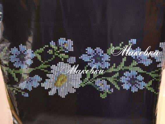 Заготовка для вышивки юбки СЖдЧ-019 (атлас-хлопок) черная, Ромашки и васильки, Барвиста Вишиванка Заготовка для вышивки юбки СЖдЧ-019 (атлас-хлопок) черная, Ромашки и васильки, Барвиста Вишиванка