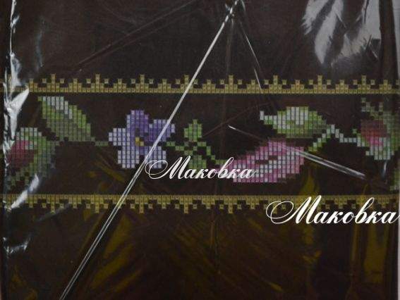 Заготовка для вышивки юбки СЖдЧ-036 (атлас-хлопок) черная, Лилии, розы, незабудки, Барвиста Вишиванка