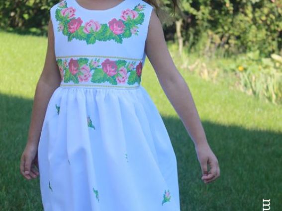 Платье детское с узором под вышивку Принцесса -03 , размер 32-34, ТМ Мережка Платье детское с узором под вышивку Принцесса -03 , размер 32-34, ТМ Мережка
