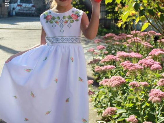 Платье детское с узором под вышивку Принцесса -04 , размер 32-34, ТМ Мережка Платье детское с узором под вышивку Принцесса -04 , размер 32-34, ТМ Мережка