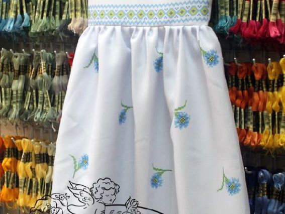 Платье детское с узором под вышивку Принцесса -08 , размер 32-34, ТМ Мережка Платье детское с узором под вышивку Принцесса -08 , размер 32-34, ТМ Мережка