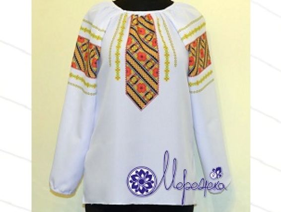Пошитая сорочка под вышивку Z-01 Орнамент с цветами, (р.42-46), Мережка Пошитая сорочка под вышивку Z-01 Орнамент с цветами, (р.42-46), Мережка