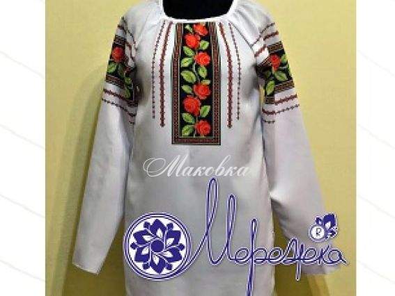 Пошитая сорочка под вышивку Z-02 Красные розы на черном, (р.42-46), Мережка Пошитая сорочка под вышивку Z-02 Красные розы на черном, (р.42-46), Мережка