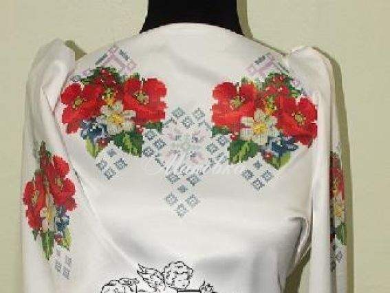 Заготовка для вышивки сорочки Б24 (Маки, ромашки, колокольчик), ТМ Мережка Заготовка для вышивки сорочки Б24 (Маки, ромашки, колокольчик), ТМ Мережка