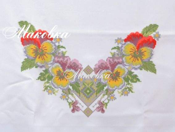 Заготовка для вышивки сорочки Б28 (Анютины глазки), ТМ Мережка Заготовка для вышивки сорочки Б28 (Анютины глазки), ТМ Мережка