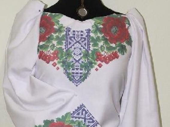 Заготовка для вышивки сорочки Б29 (Маки и калина), ТМ Мережка Заготовка для вышивки сорочки Б29 (Маки и калина), ТМ Мережка