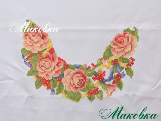 Заготовка для вышивки сорочки Б35 (Розы и ягоды), ТМ Мережка Заготовка для вышивки сорочки Б35 (Розы и ягоды), ТМ Мережка