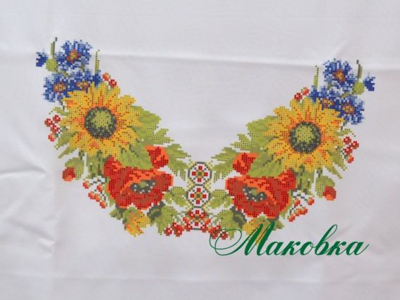 Заготовка для вышивки сорочки Б42 (Маки, подсолнухи, васильки), ТМ Мережка Заготовка для вышивки сорочки Б42 (Маки, подсолнухи, васильки), ТМ Мережка