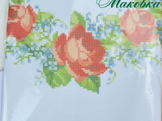 Заготовка для вышивания детской сорочки Д-12 Розы, ТМ Мережка Заготовка для вышивания детской сорочки Д-12 Розы, ТМ Мережка