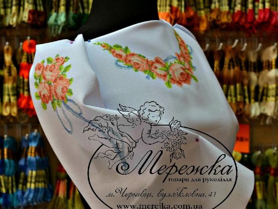 Заготовка для вышивания детской сорочки Д-14 Розы, Мережка