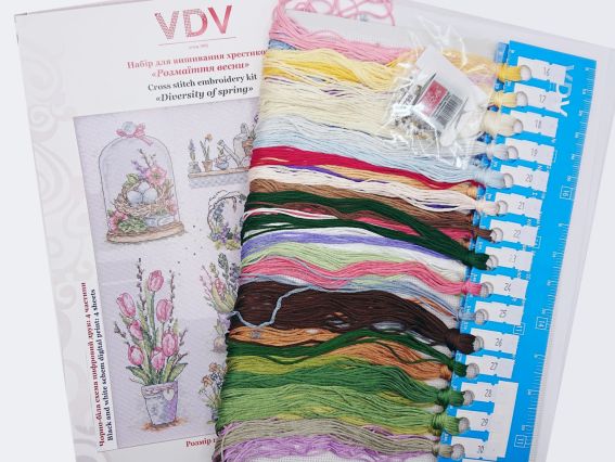 Набір для вишивання нитками М-0295 Розмаїття весни, ВДВ семплер