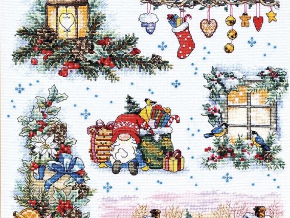 Набор для вышивания нитками М-0289 Зимняя сказка , ВДВ  семплер