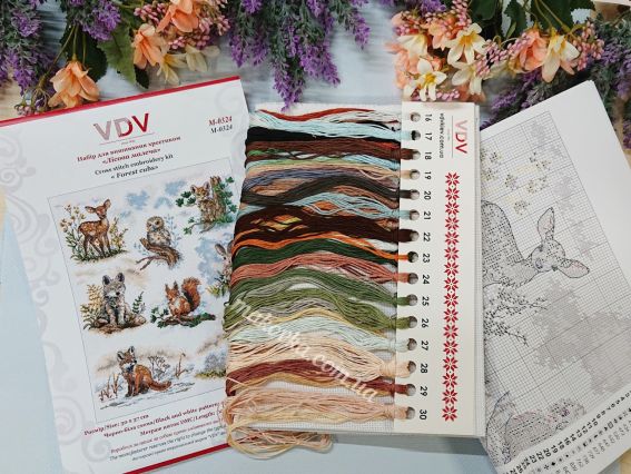 Набір для вишивання нитками муліне М-0324 Лісова малеча, ВДВ семплер