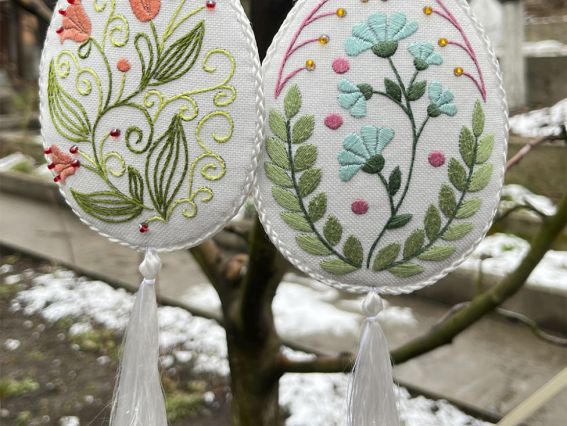 Набор для вышивания нитками декоративными швами игрушек М-0344 Пасхальные яйца, 2шт ВДВ