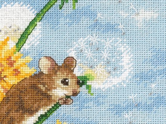 набір для вишивання хрестиком М-0394 Мишка на кульбабці, ВДВ