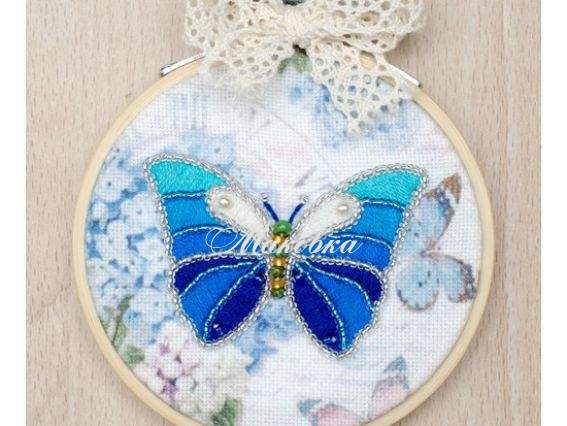 Бабочка (синяя) ВК-1036 ВДВ набор для вышивания шелковыми нитками и бісером (без пялец) Бабочка (синяя) ВК-1036 ВДВ набор для вышивания шелковыми нитками и бісером (без пялец)