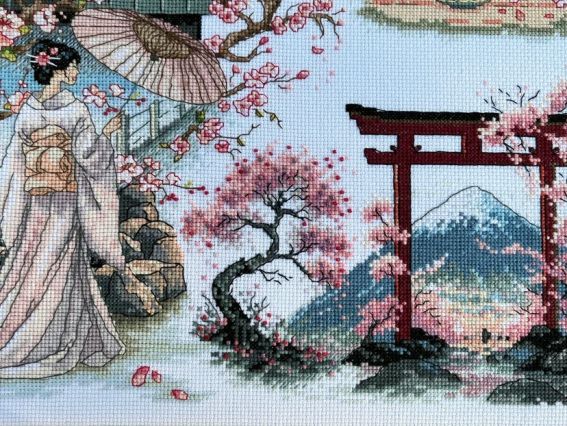 Набір для вишивання нитками М-0306 Цвітіння сакури , ВДВ