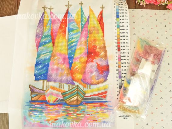 Набор для вышивания с чешским бисером ТН-1263  Под парусами мечты ВДВ