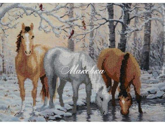 Вышивка бісером Лошади зимой, ТН-0192 ВДВ Вышивка бісером Лошади зимой, ТН-0192 ВДВ