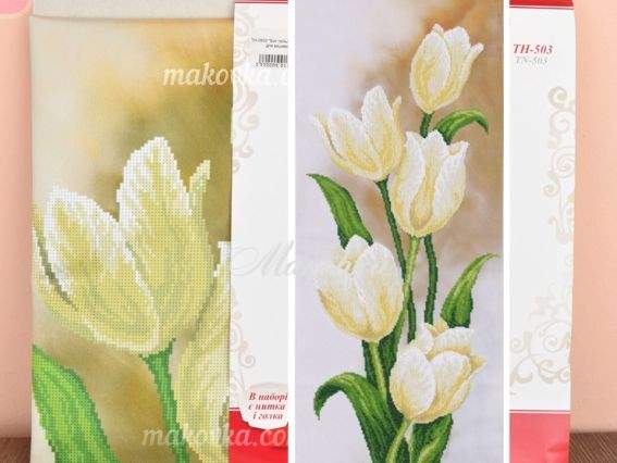 Вышивка бісером Белые тюльпаны ТН-0503 ВДВ Вышивка бісером Белые тюльпаны ТН-0503 ВДВ